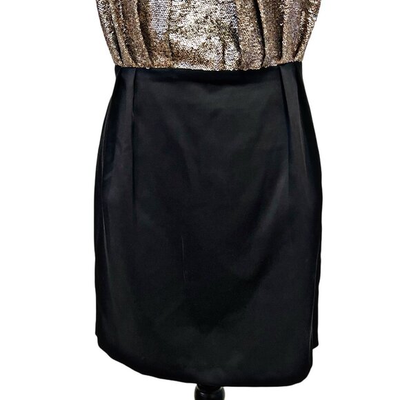 Line & Dot Strapless Bodycon Mini Sequin Dress Colorblock Party Shift Holiday - Picture 6 of 11